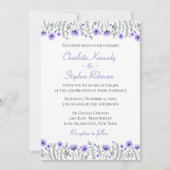 Invitation Floral Purple Aquarelle Fleur sauvage Mariage (Devant)