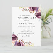 Invitation Floral Purple Aquarelle Quinceanera (Debout devant)