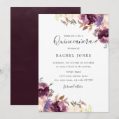 Invitation Floral Purple Aquarelle Quinceanera (Devant / Derrière)