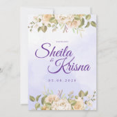 Invitation Floral Purple Elegance Wedding with Photo (Dos)