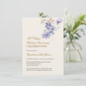 Invitation Floral Purple Gold 50e anniversaire Mariage (Debout devant)