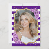 Invitation Floral Purple Gold Photo 50e anniversaire (Dos)