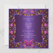 Invitation Floral Purple Papillon rose 30e fête d'anniversair (Dos)
