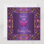 Invitation Floral Purple Papillon rose 30e fête d'anniversair (Devant)
