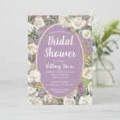 Invitation Floral Purple Spring Garden Fête des mariées Brunc (Debout devant)