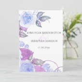 Invitation *~* Floral QR Blue Roses AR12 - Mariage PHOTO RSVP (Debout devant)