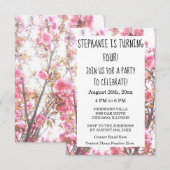 Invitation Floral Quatrième fête d'anniversaire Fleur de ceri (Devant / Derrière)