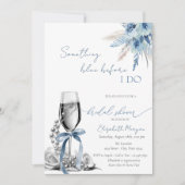 Invitation Floral Quelque chose Blue Bow Pearls et Prosecco (Devant)