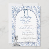 Invitation Floral Quelque Chose Blue Bow perles en verre (Devant)
