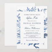 Invitation Floral quelque chose de bleu avant de faire Fête d (Devant / Derrière)