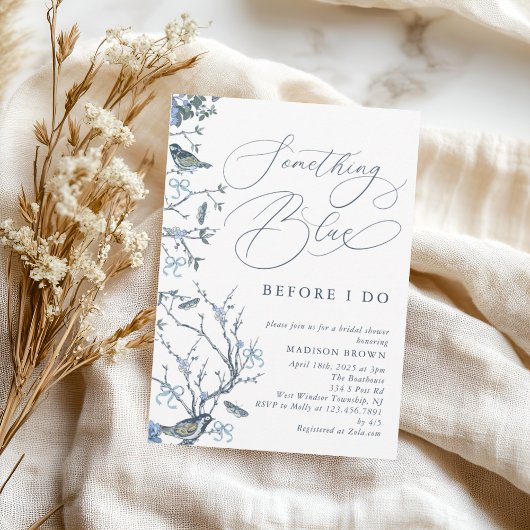 Invitation Floral quelque chose de bleu avant de faire Fête d