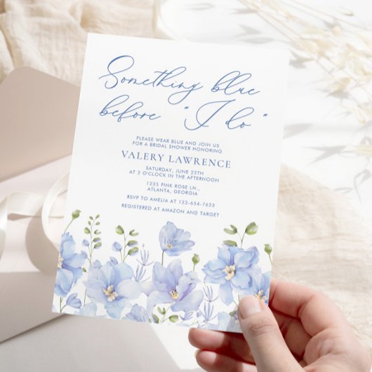 Invitation Floral quelque chose de bleu avant de faire Fête d