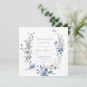 Invitation Floral Quelque chose de bleu avant de faire Fête d (Debout devant)