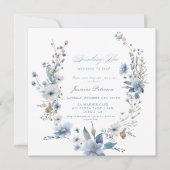 Invitation Floral Quelque chose de bleu avant de faire Fête d (Devant)