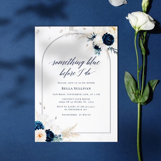 Invitation Floral Quelque chose de bleu Fête des mariées