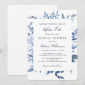 Invitation Floral Quelque chose de bleu Fête des mariées aqua (Devant / Derrière)
