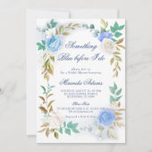 Invitation Floral Quelque chose de bleu Fête des mariées Fleu (Devant)