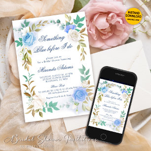Invitation Floral Quelque chose de bleu Fête des mariées Fleu
