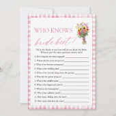 Invitation Floral Qui Connaît La Mariée Meilleur Jeu De Fête (Devant)