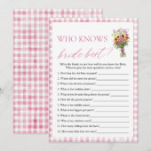 Invitation Floral Qui Connaît La Mariée Meilleur Jeu De Fête (Devant / Derrière)