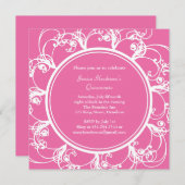 Invitation floral raffiné de Quinceanera (fuchsia) (Devant / Derrière)