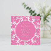 Invitation floral raffiné de Quinceanera (fuchsia) (Debout devant)