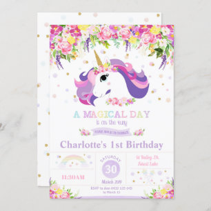 Invitation Floral Rainbow pour le 1er anniversaire