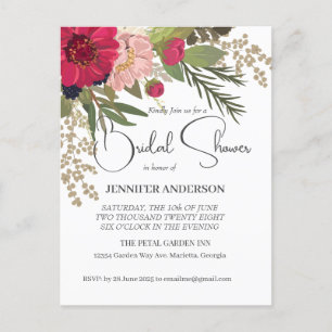 Invitation Floral Red Green Bridal