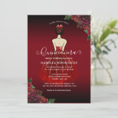 Invitation Floral Red Princess Gold Anniversaire Quinceañera (Debout devant)