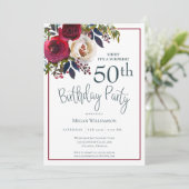Invitation Floral Red Surprise 50e anniversaire (Debout devant)