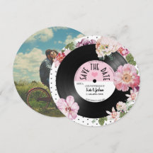 Floral retro vinyle Enregistrer photo Enregistrer 
