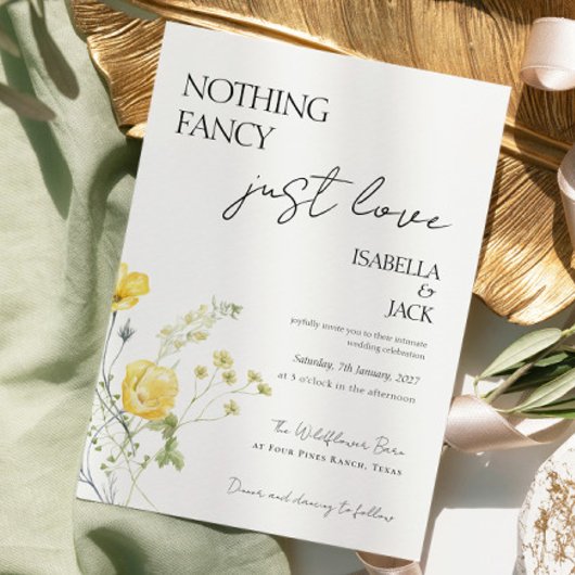 Invitation Floral Rien de fantaisie juste aimer Mariage