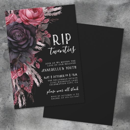 Invitation Floral RIP 20s Mort à ma jeunesse 30e anniversaire