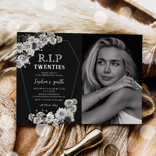 Invitation Floral Rip 20s Mort à ma jeunesse 30e anniversaire