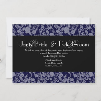 Invitation Floral Rococo Mariage - monogrammed, invitat 5"x7"