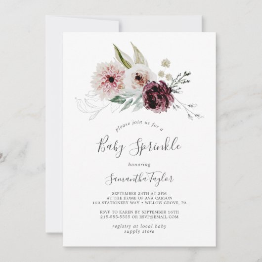 Invitation Floral Romance Baby Sprinkel (Devant)