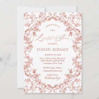 Invitation Floral Romance Chinoiserie Coral Fête des mariées
