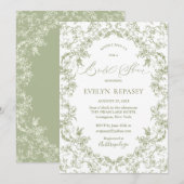 Invitation Floral Romance Chinoiserie Eucalyptu Fête des mari (Devant / Derrière)