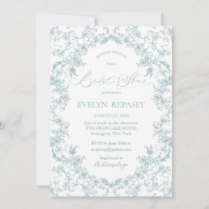 Invitation Floral Romance Chinoiserie Fête des mariées bleue