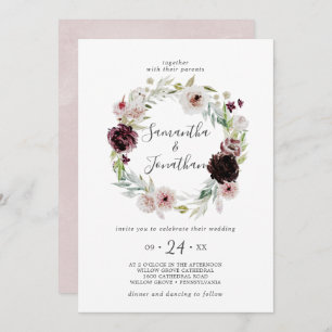 Invitation Floral Romance Wreath Mariage
