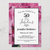 Invitation Floral rose 50e anniversaire (Devant / Derrière)