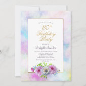 Invitation Floral rose 80e anniversaire (Devant)