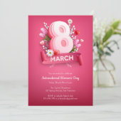Invitation Floral rose 8 mars Fête des femmes (Debout devant)