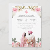 Invitation Floral rose Anand Karaj Indien Mariage sikh (Devant)