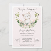 Invitation Floral rose Are You Kitten Me Baby shower (Devant)