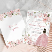 Invitation Floral rose argent mexicain Princesse Quinceañera
