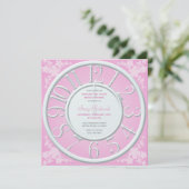 Invitation Floral rose autour de l'horloge Fête des mariées I (Debout devant)