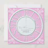 Invitation Floral rose autour de l'horloge Fête des mariées I (Dos)