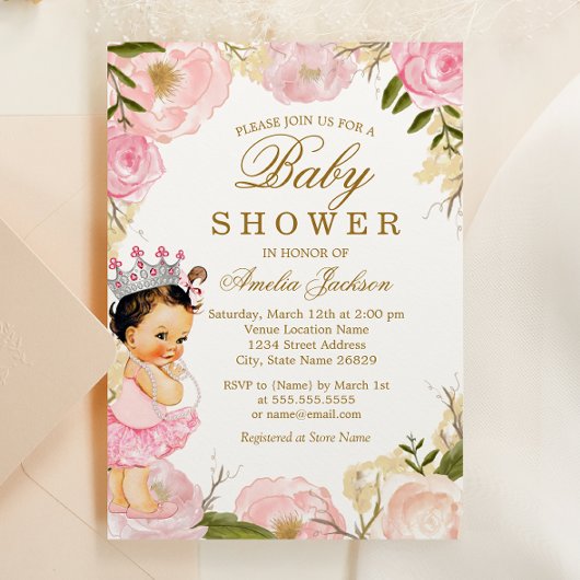 Invitation Floral Rose Baby Princess C'est un Baby shower de