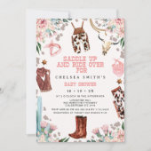 Invitation Floral rose Baby shower de rodéo occidental (Devant)